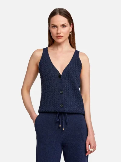 تاپ بدون آستین بافتنی